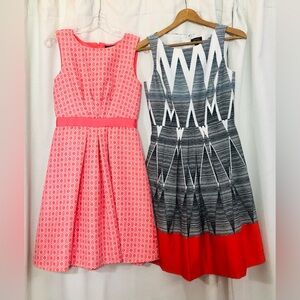 Lot 2 Tahari Arthur S. Levine Sleeveless Dress Size 2 Lined Cocktail Summer MIDI